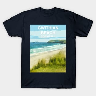 Gwithian Beach Cornwall UK Coast poster St Ives T-Shirt